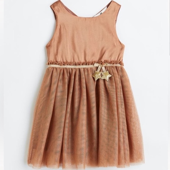 H&M Girl’s Bronze Starry Tulle Skirt Dress Size 10 - Picture 1 of 10